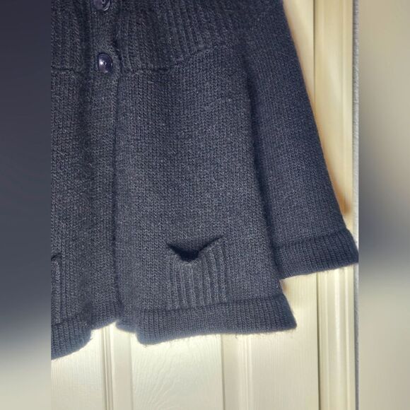 Silvia Novelli L Black WOOLALPACABlend 3/4SlvKnit Pockets Buttons WomenCardigan - Picture 5 of 10